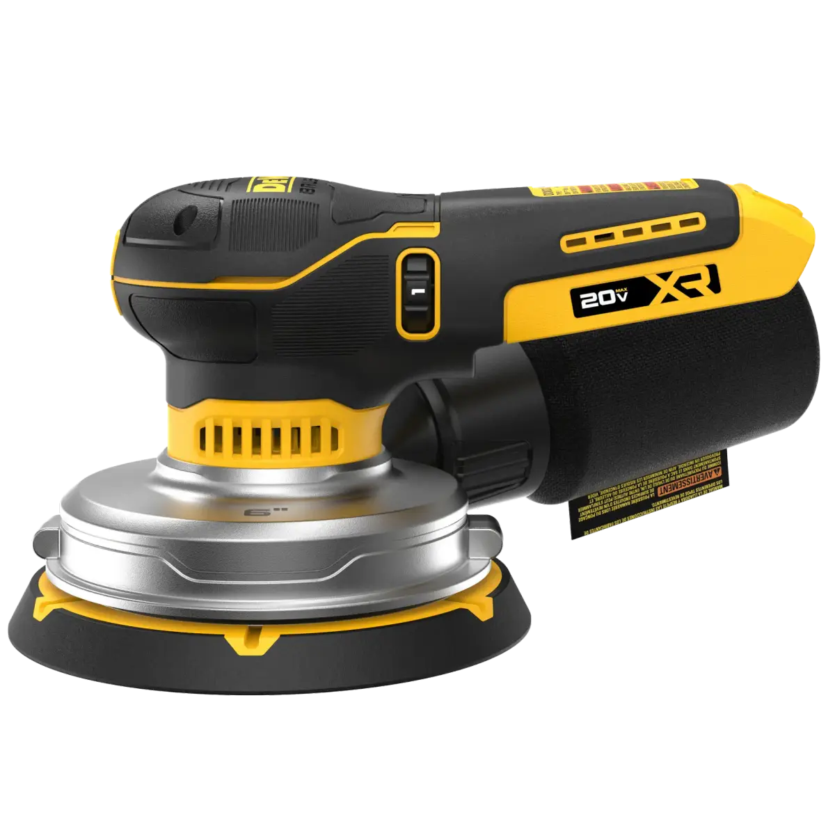 ਧੂੜ ਵਾਲੇ ਥੈਲੇ ਸਮੇਤ DEWALT DCW230B 6 ਇੰਚ ਸੈਂਡਰ, ਪਾਸੇ ਤੋਂ ਦ੍ਰਿਸ਼