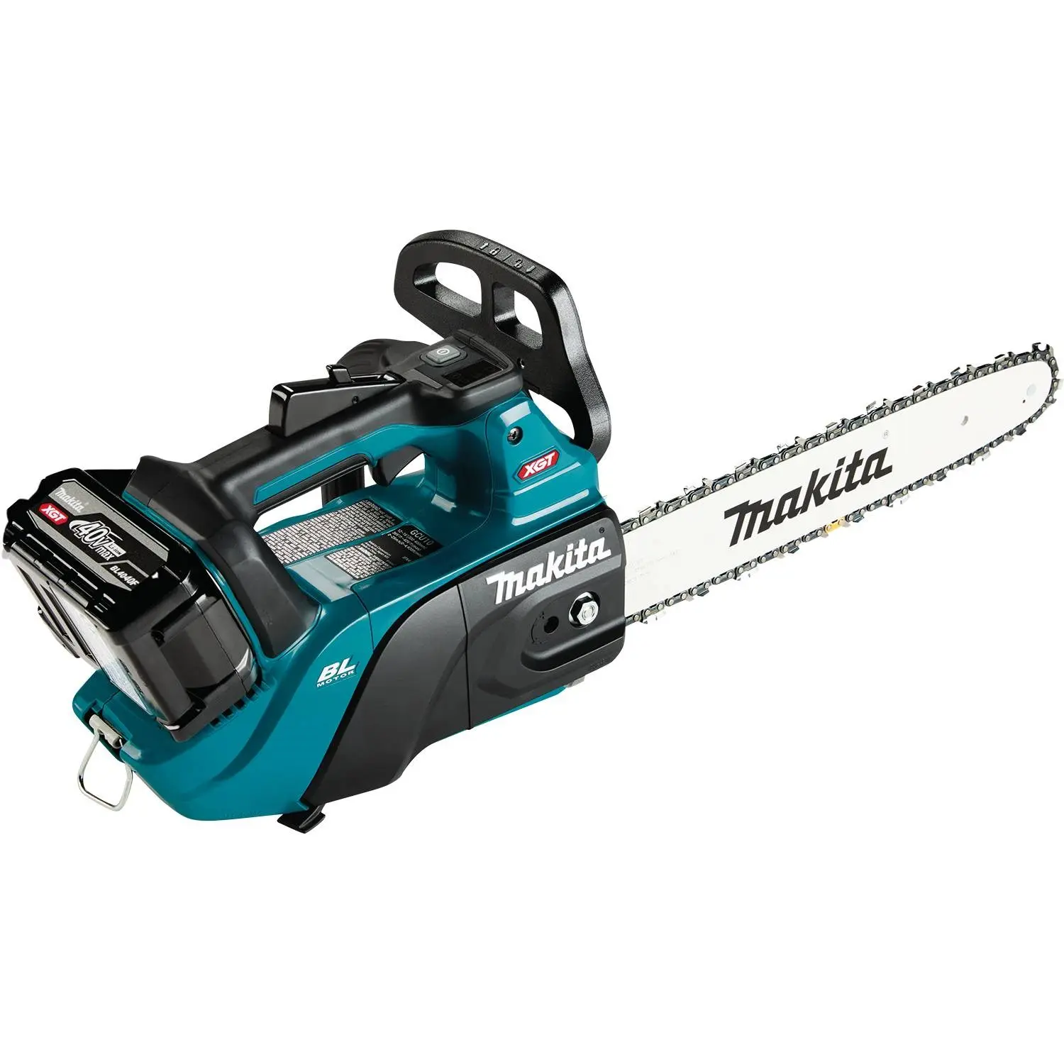 Makita 40V max XGT GCU10 top handle chain saw with a 4.0Ah battery