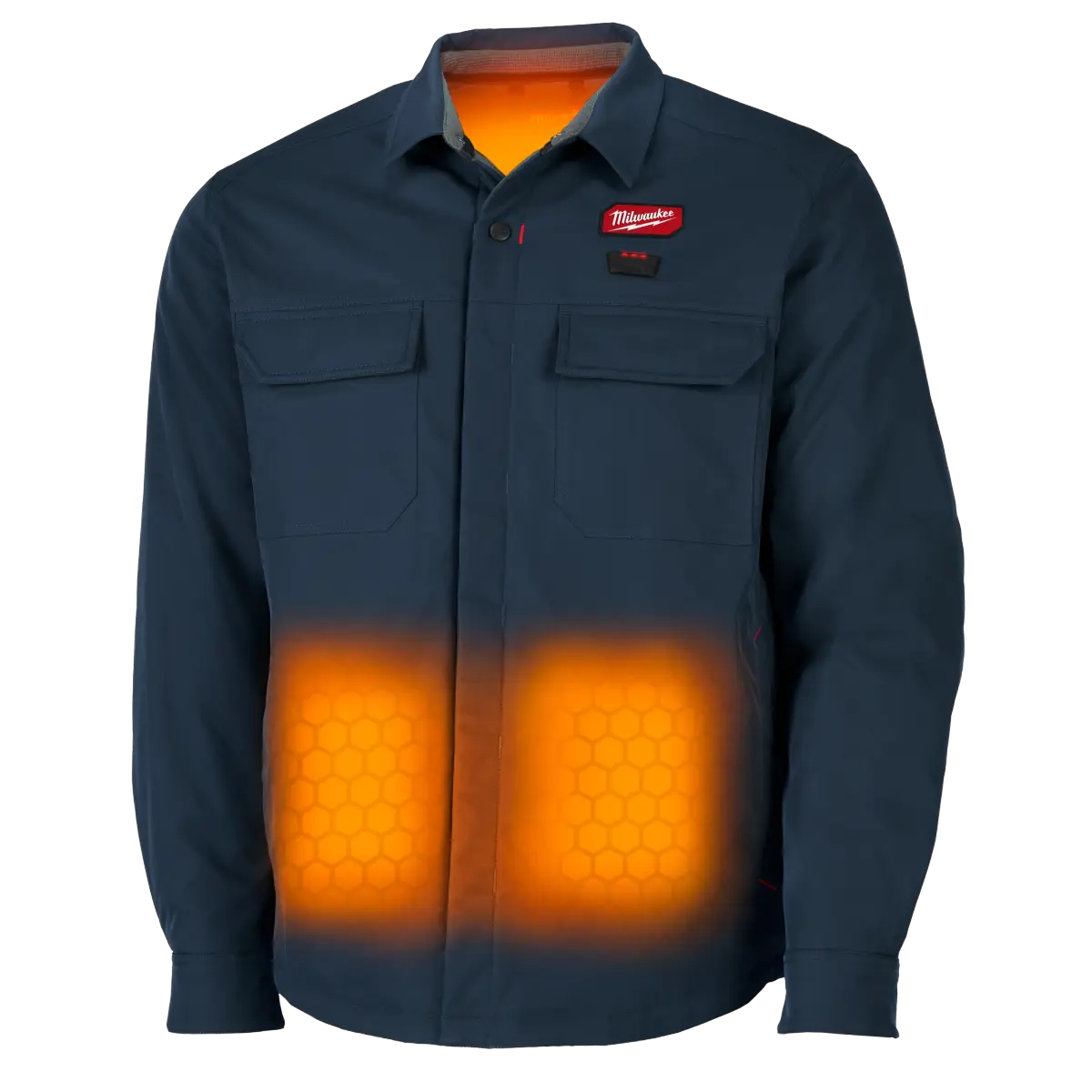 M12 heated shirt jacket with its heat zones lit