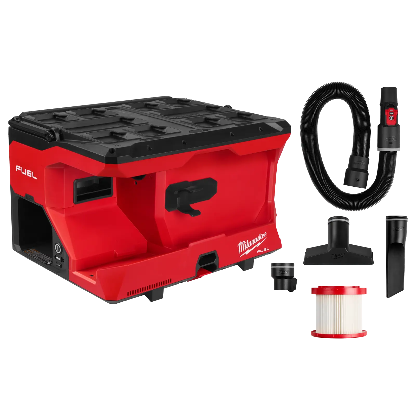 ホースと付属品が付いたMilwaukee M18 FUEL 4ガロンPACKOUT乾湿両用集じん機