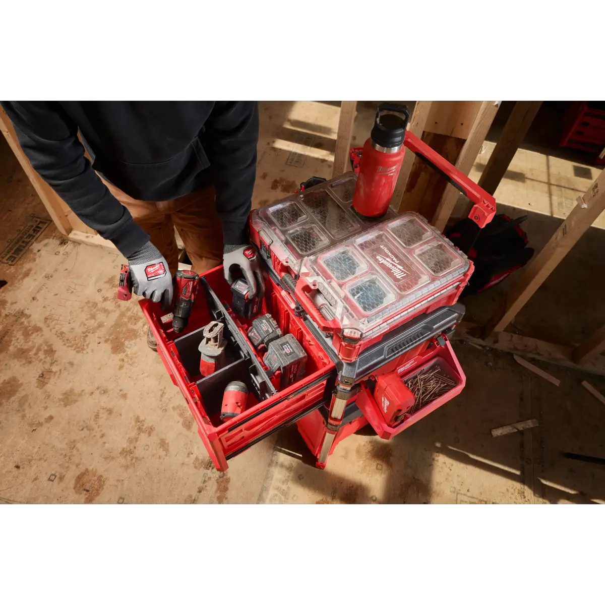 作業現場で使われているMilwaukee PACKOUT