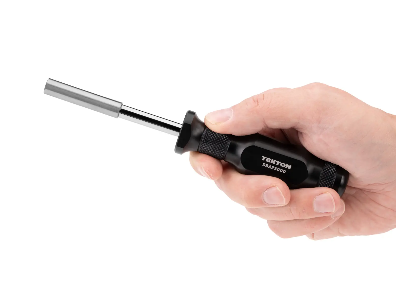 Tekton DBA23000 aluminum handle bit driver held in a hand