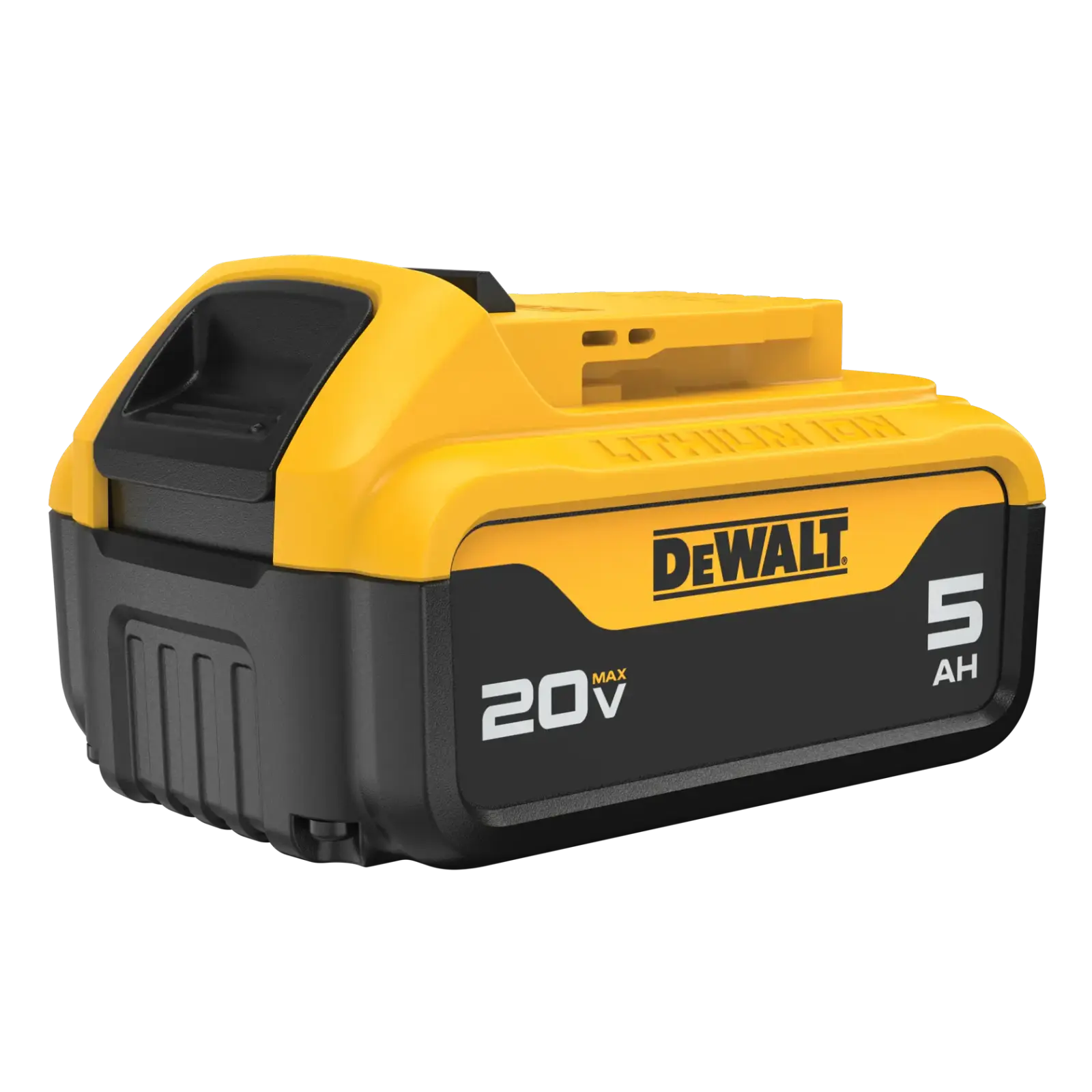DEWALT 20V MAX 5Ah 電池的側面照片